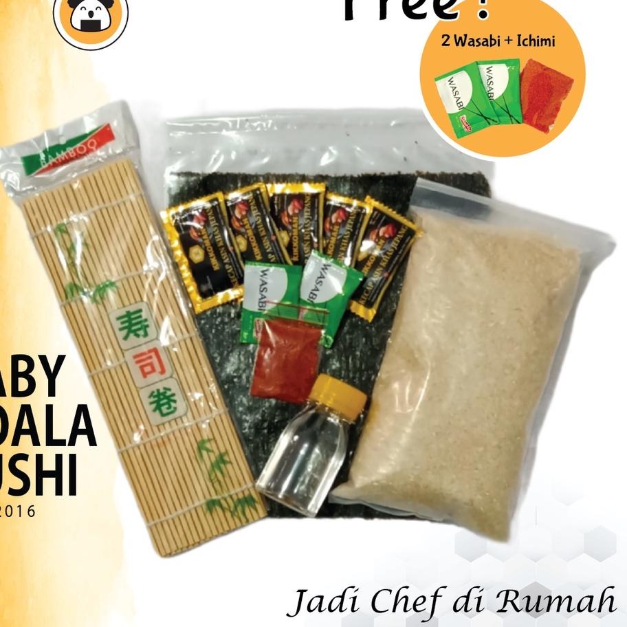 

✷ PAKET BAHAN SUSHI LENGKAP 10 Porsi Halal │ Beras Japonica, Nori, Bambu Mat, Shoyu, Sushi Seasoning ❁