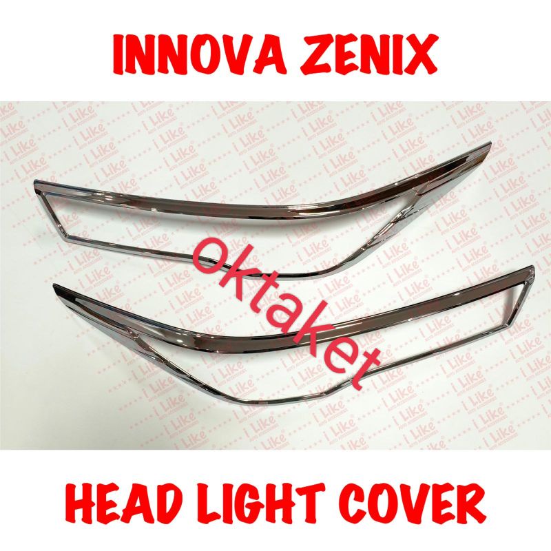 garnish lampu depan Innova Zenix 2023 2024 hitam &amp; Chrome &amp; Carbon