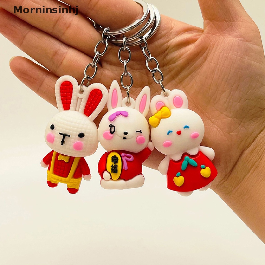 Mornin Kartun Lucu Tahun Baru Bunny Keychain Hewan Kelinci Gantungan Kunci Kreatif Beruntung Tas Dekorasi Gantungan Kunci Tas Natal Liontin Mobil Keyring Hadiah id