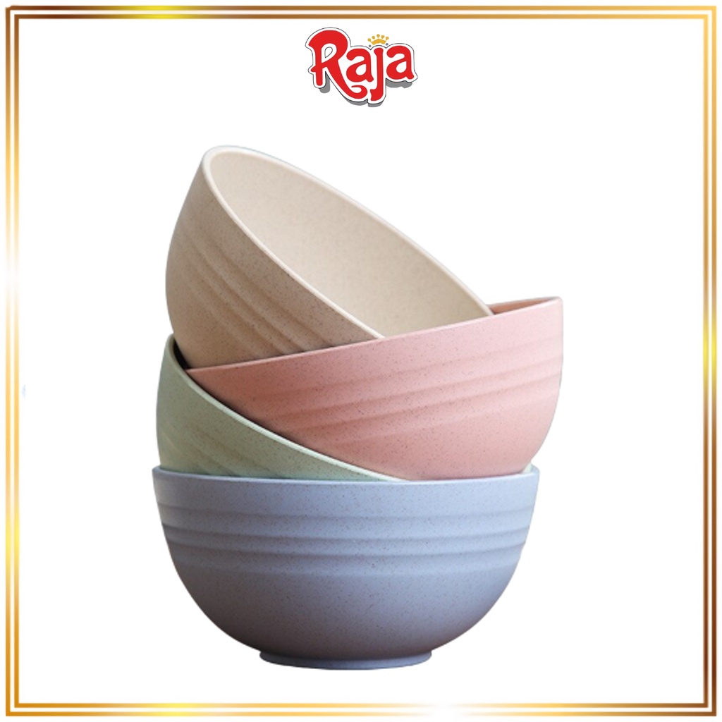 Raja Grosir | Mangkok Wheat Straw Bowl Dan Piring / Mangkuk Plastik Warna | Alat Saji Makanan [10046