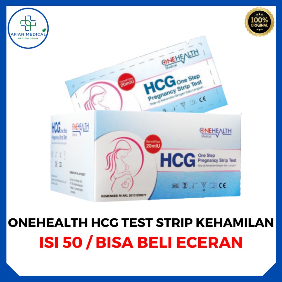 Onehealth HCG Tes Strip Kehamilan / TestPack Kehamilan / Tes Uji Hamil - 1 BOX