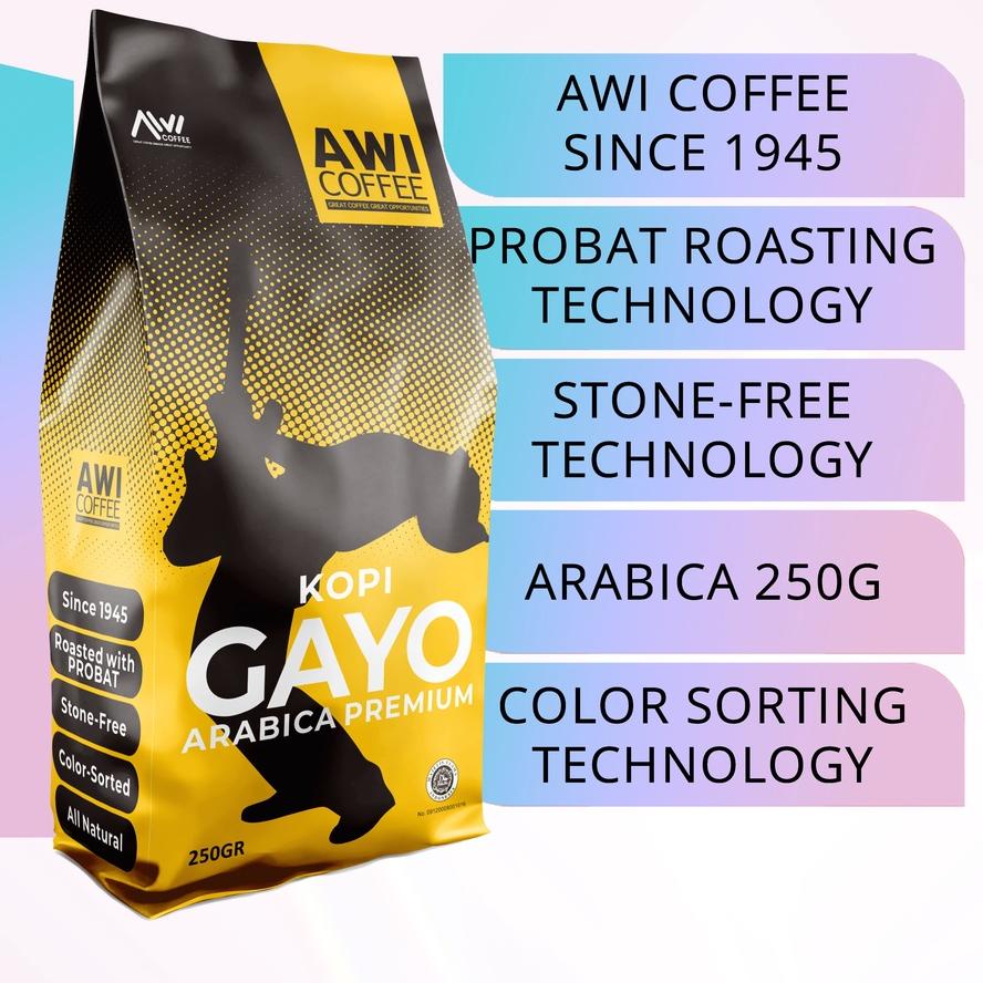 

➩ Awi Kopi Gayo Arabica Premium 250Gr Biji | Roasted Coffee Beans | Aceh Grade 1 Kualitas Ekspor ❇