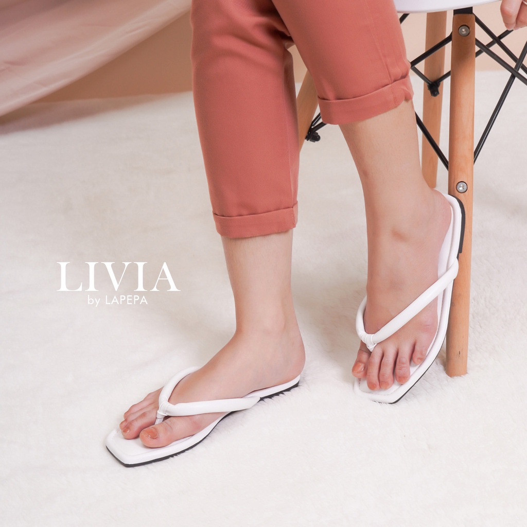 AVLINSTORE - tipe LIVIA Sandal Wanita Jepit Flat Cewek Teplek Kekinian Empuk