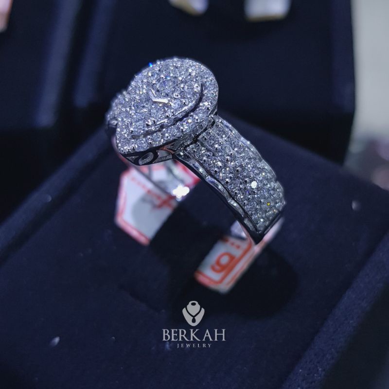 Cincin berlian emas 18k 750 berlian eropa asli berkualitas & sertifikat