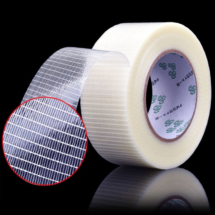 Lakban Double Tape Super Strong Lengket Tipe Grid Fiber Panjang 25 M