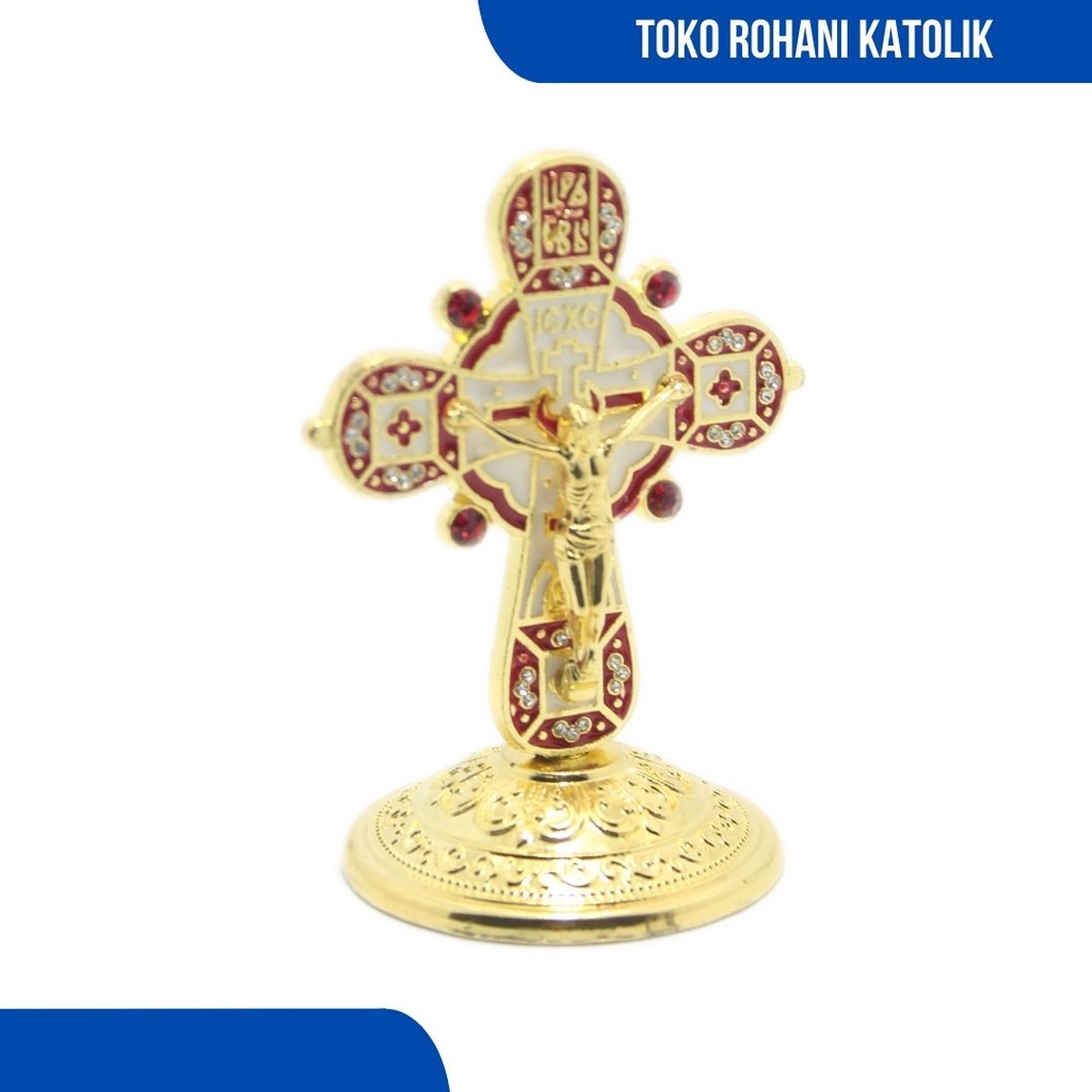 SALIB DUDUK KATOLIK MINI 9 CM / SALIB MEJA KATOLIK / SALIB LOGAM