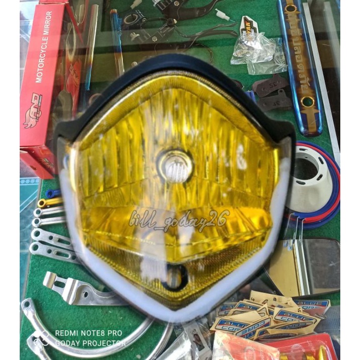 Reflektor vixion old cat gold plus lampu alis drl led