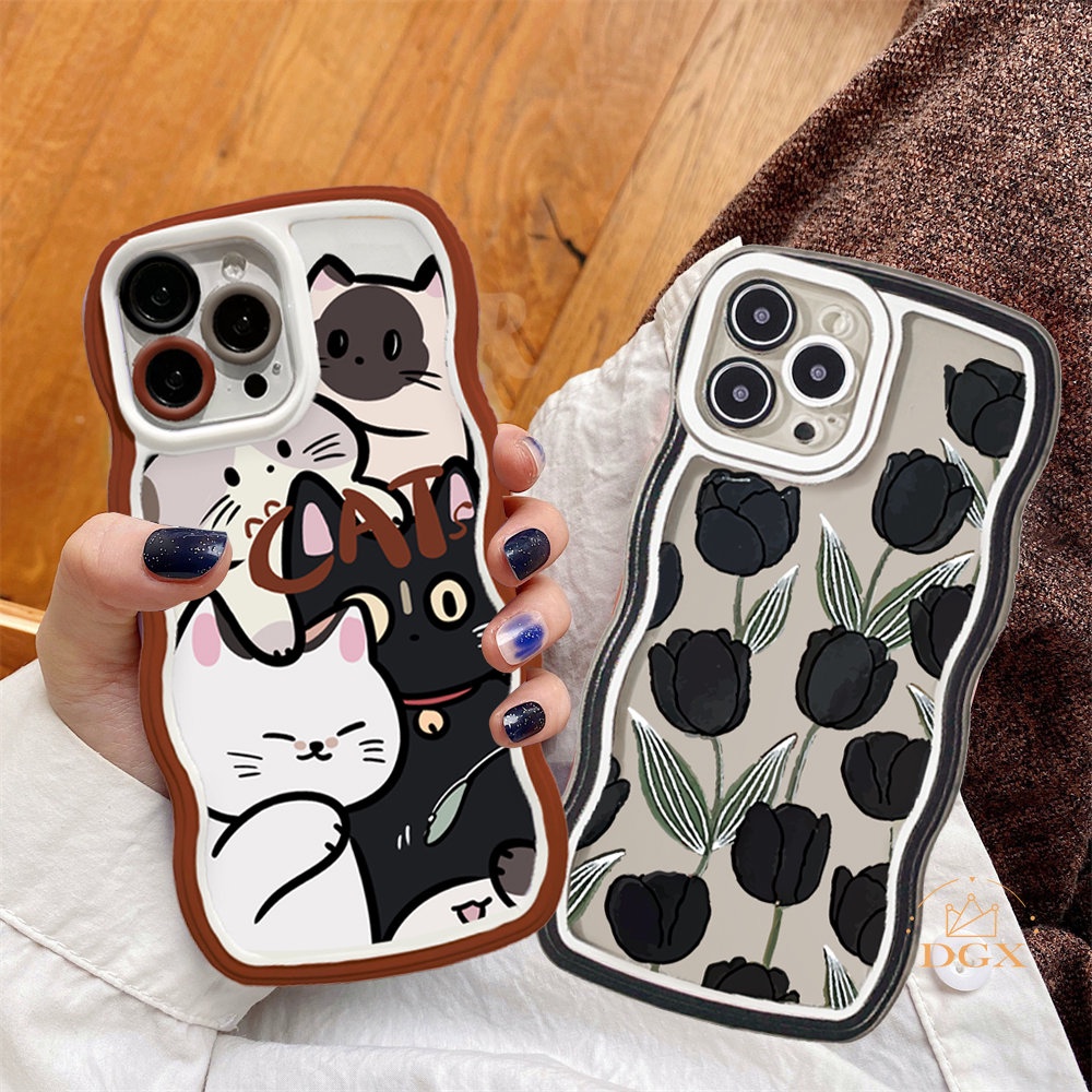 Case Untuk Iphone14 14 Pro MAX 11 Pro 11 Pro Max12 12 Pro 12 Pro MAX iPhone 13 Pro MAX X XR XS MAX 6 6S 7 8 Plus SE 2020 Desain Kartun Kucing Bebek Warna Lucu Besar Case Gelombang DGX