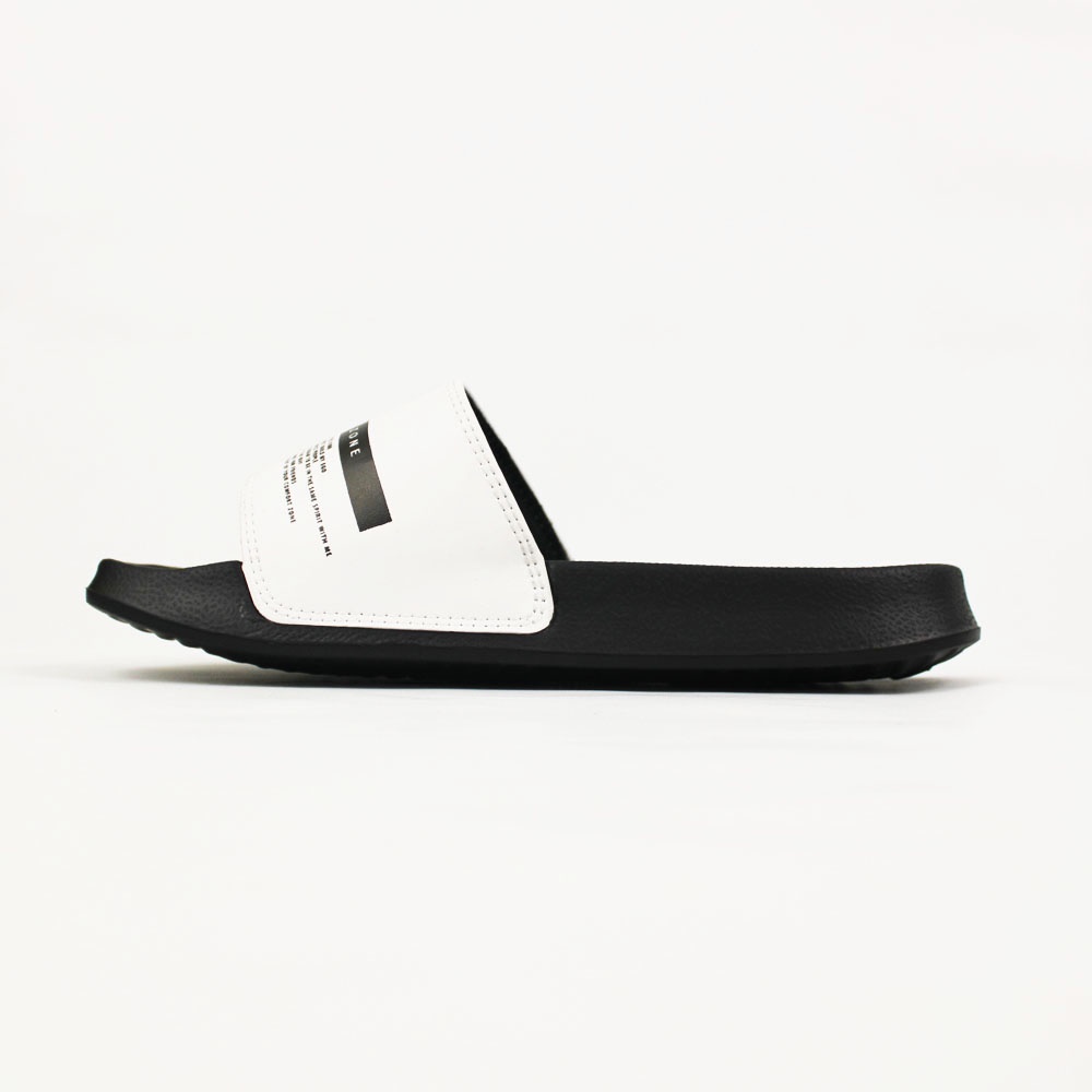 Sendal Slop Pria Wanita BOYSCODE Comfort Zone Hitam Putih / Slide Pria / Slip On Pria / Sendal Cowok / Sendal Cewek