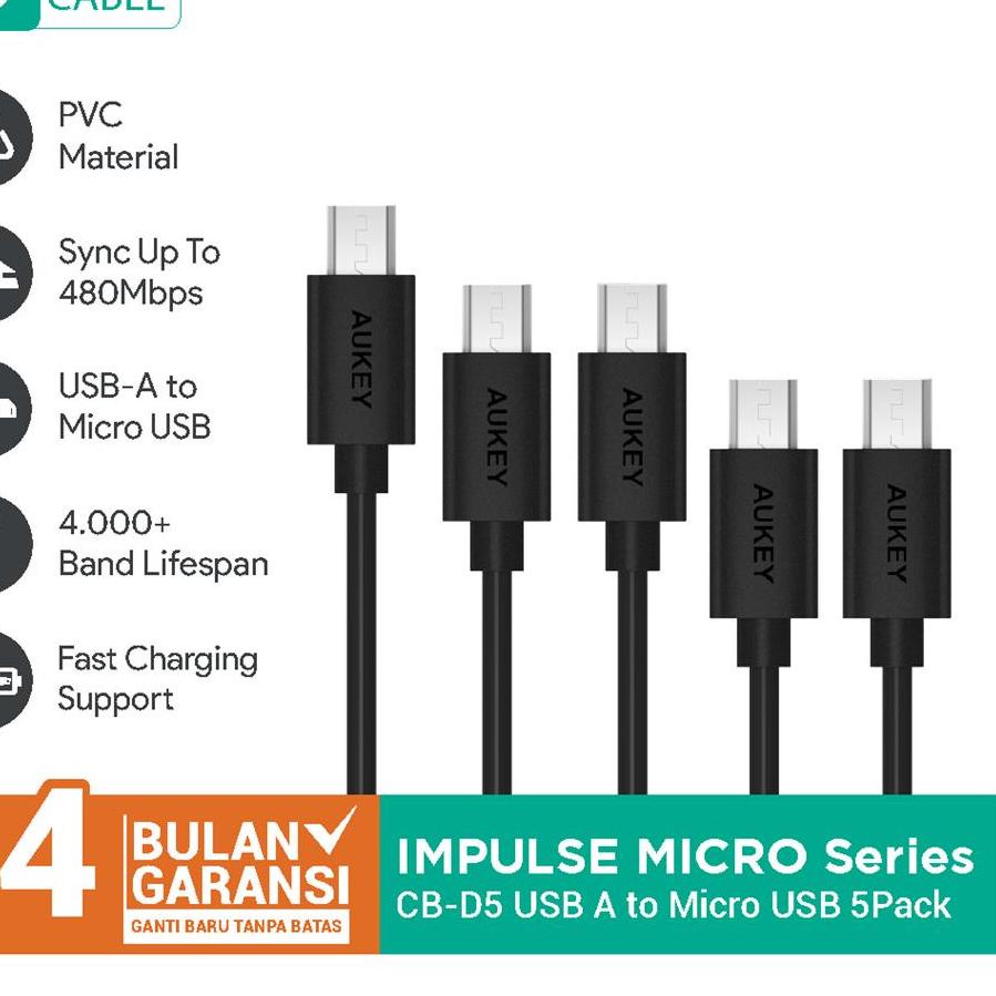 ➦ Aukey Cable Micro USB 2.0 (5Pcs) -  ♠