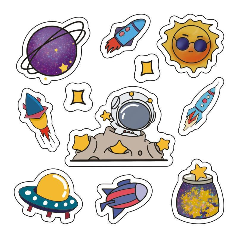 10lembar Kartun Astronot Luar Angkasa Lucu Tahan Air Stiker Cangkir Air Notebook Tangan Akun Stiker