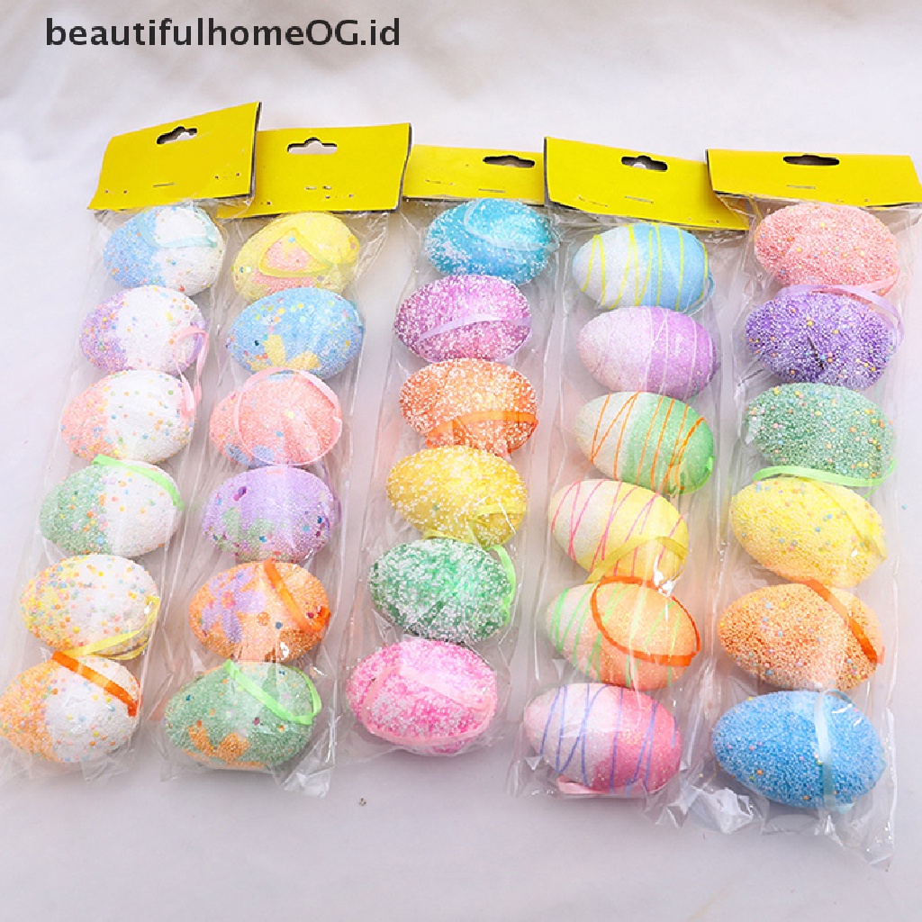 // Beautifulhomeog.id// Foam Easter Egg Set Dengan Keranjang Hiasan Paskah Untuk Sarang Taman Telur Palsu DIY Craft Kids Gift Favor Home Easter Party Decor **