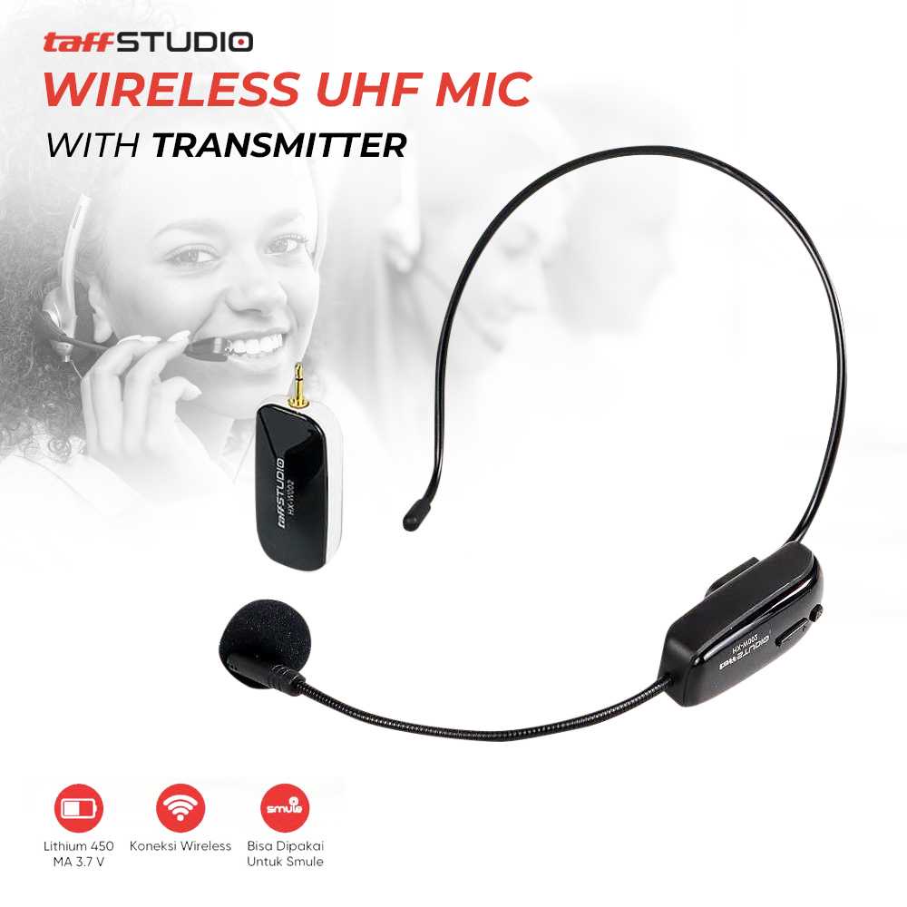 TaffSTUDIO Wireless UHF Call Center Mic with Transmitter - HX-W002
