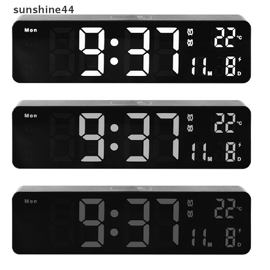 Sunshine Jam Alarm Digital LED Kontrol Suara Suhu Kelembaban Display Jam Desktop Dekorasi Meja Rumah Built-in ID