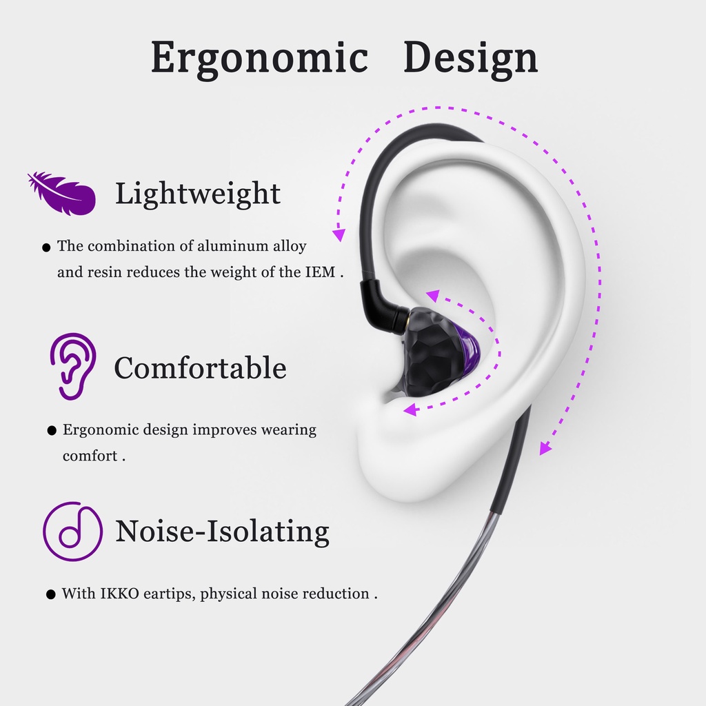 Ikko Permata OH1S IEM Earbud Kabel Headphone HIFI in-Ear Earphone Detachable MMCX High-Fidelity Music Headphone Earset