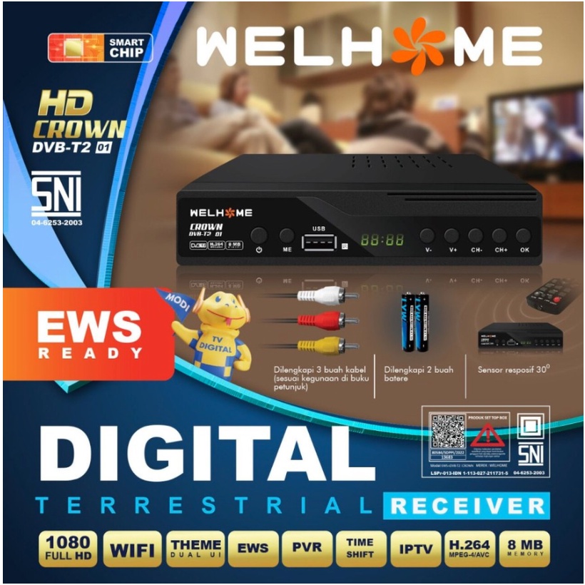 Set Top Box Welhome Crown HD TV Digital - STB DVB T2