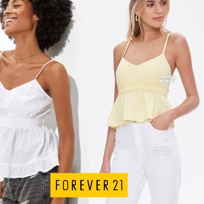 ♦ Banana Republic / Forever 21 Ruffle Babydoll Cotton Tank Top Spagetthi Straps Bodycon Sisa Export 