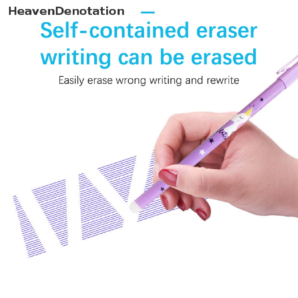 [HeavenDenotation] 4pcs/set Unicorn Erasable Gel Pen 0.5mm Kawaii Blue Black Ink Wrig Pens Pegangan Dapat Dicuci Untuk Perlengkapan Alat Tulis Kantor Sekolah HDV