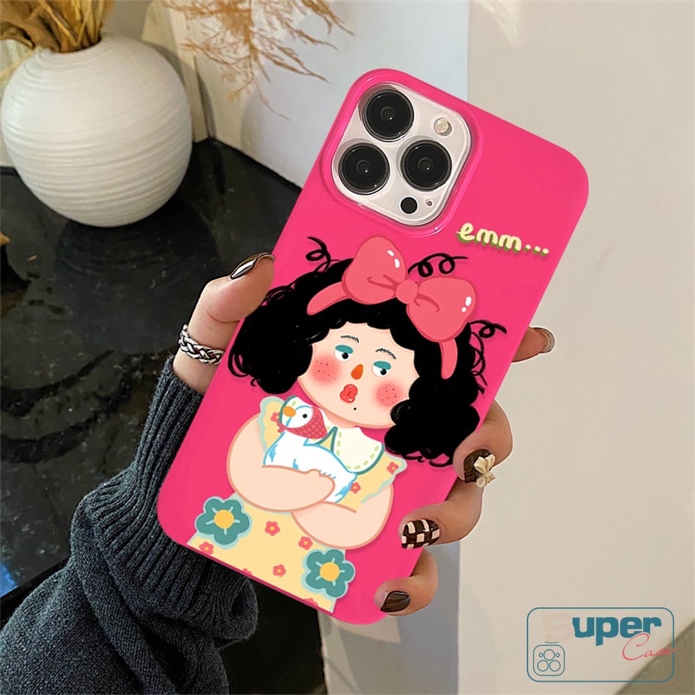 IPHONE Glossy Kartun Permen Lucu Imut Gadis Case Kompatibel Untuk Iphone11 13 14 12 Pro Max XR 7 8 Plus X XS Max SE 2020 Kamera Perlindungan Tahan Guncangan Ros Merah Lembut Tpu Silicon Back Cover