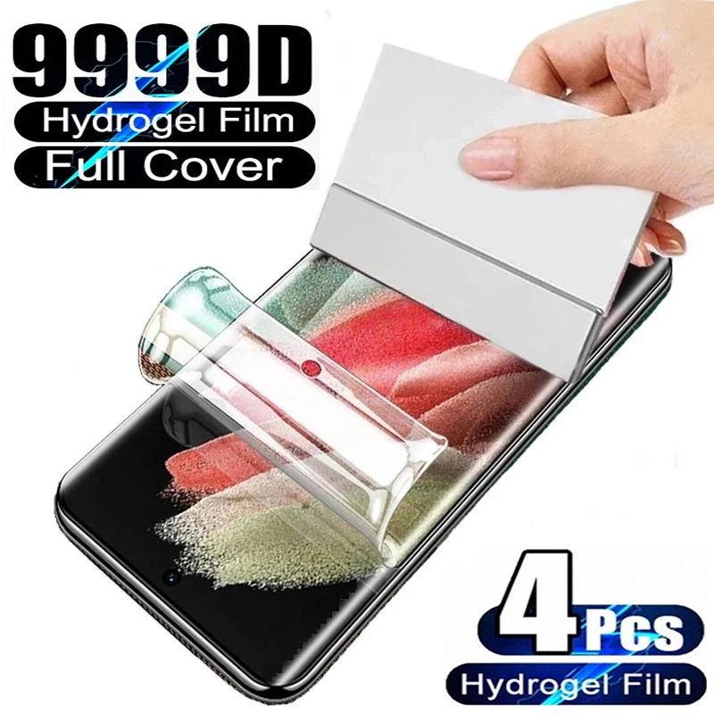 4pcs Untuk Samsung Galaxy S8 S9 S10 S20 S21 S22 S23 Plus Ultra FE 4G 5G Hydrogel Film Screen Protector Pelindung Layar Untuk Samsung Note8 9 10 20 Plus Ultra