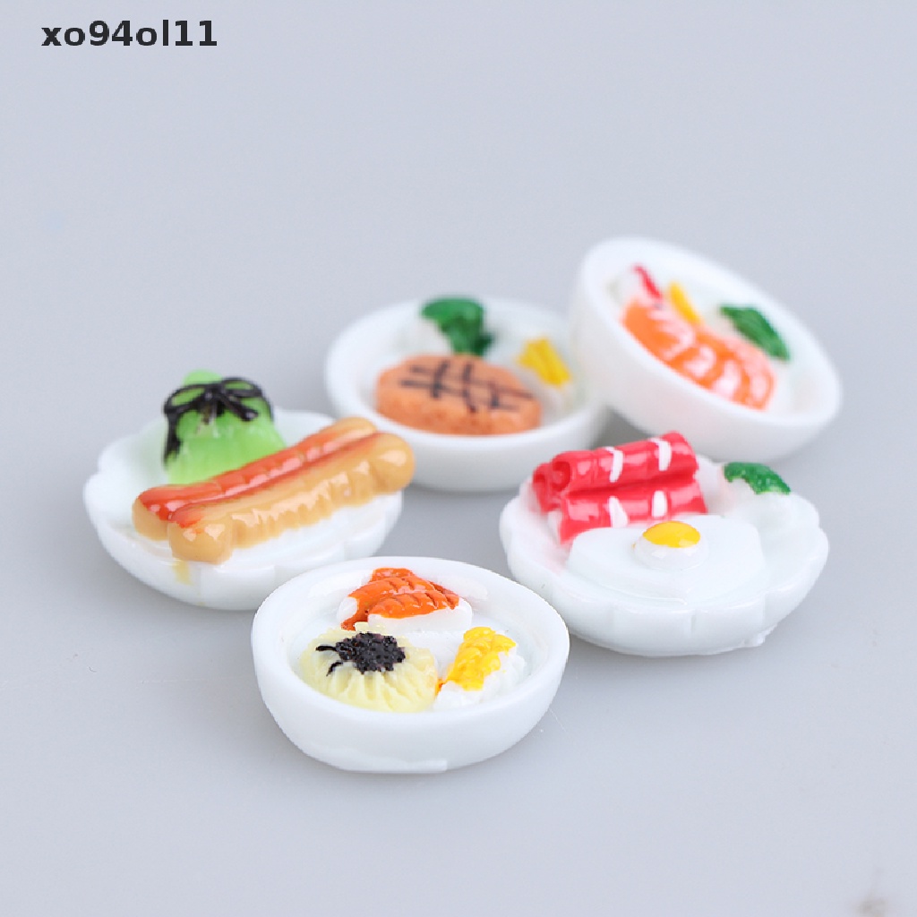 Xo 5pcs1per12rumah Boneka Miniatur Sarapan Piring Telur Roti Boneka Aksesoris Rumah OL