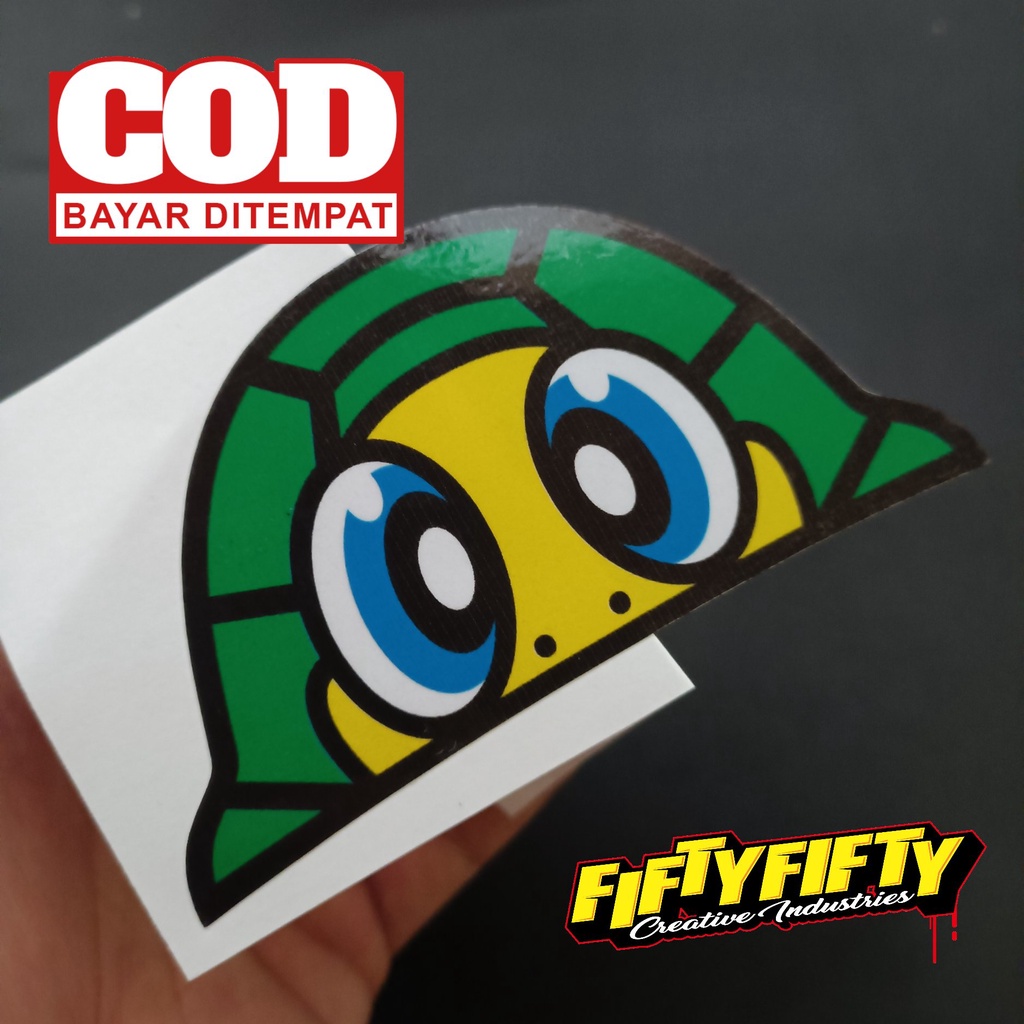 Stiker Print Cut TURTLE VR Stiker Printing Laminasi Glossy Stiker Motor Mobil Helm Sudah Membentuk Pola Desain