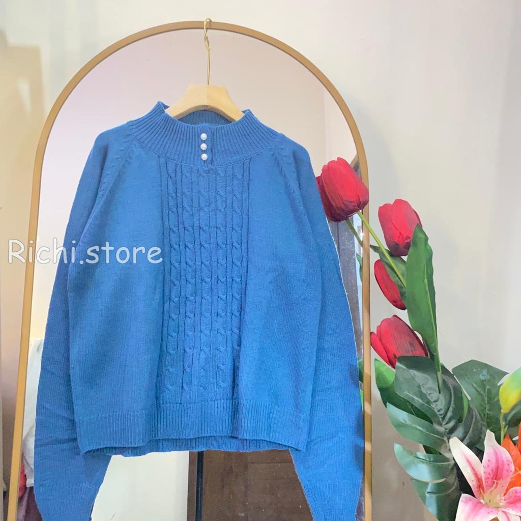 ZALINA BLOUSE RAJUT REGLAN TURTLENECK KANCING