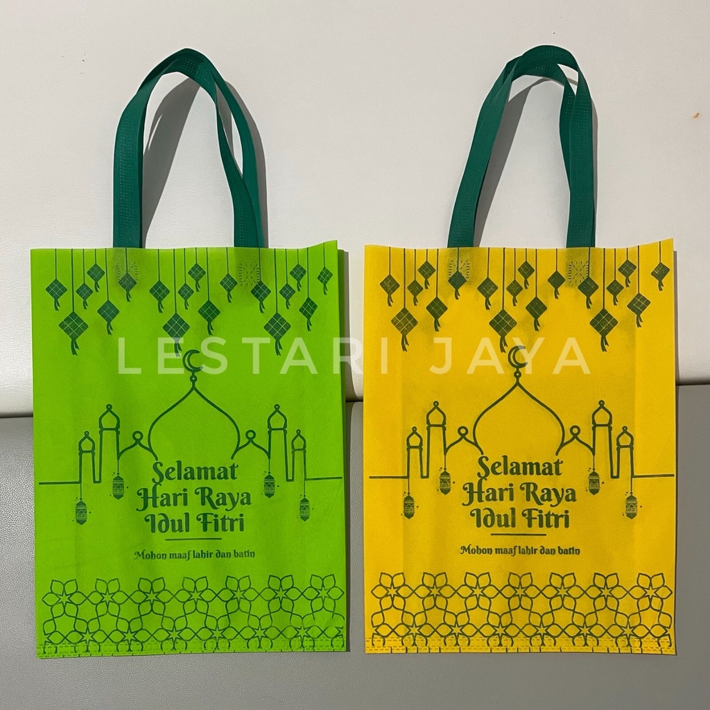 

Tas Kain Spunbond Lebaran Idul Fitri untuk bingkisan parcel Sembako Hampers THR Lebaran