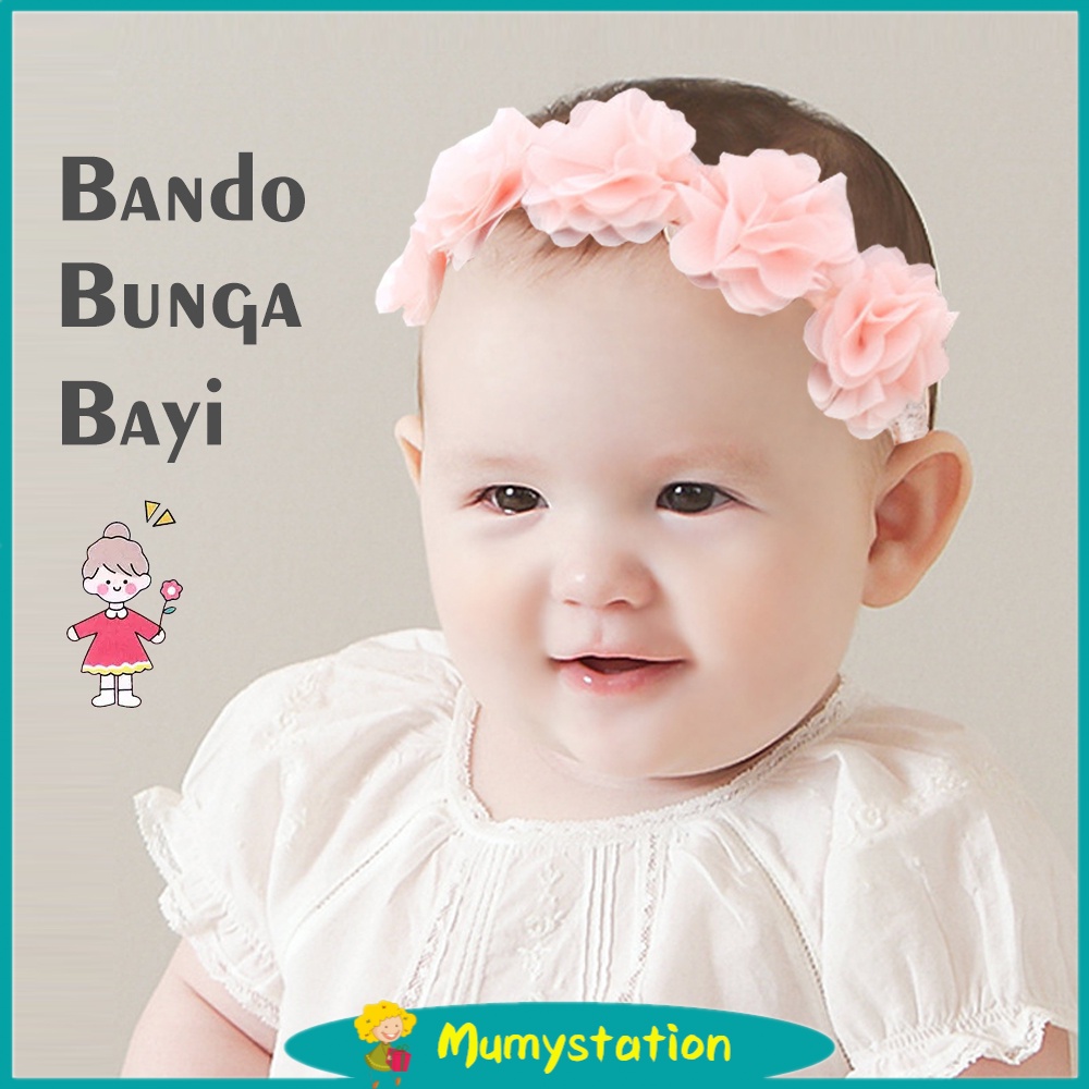 Mumystation Bandana Bayi Anak Korea /Headband Bando Bayi Anak Motif Bunga