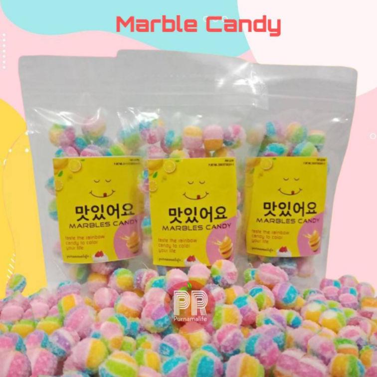 

W92 Purnamalife Permen Bola pelangi/permen gula gula/Marbels candy/candy ball kemasan 70 gr PROMO SPESIAL ㅂ