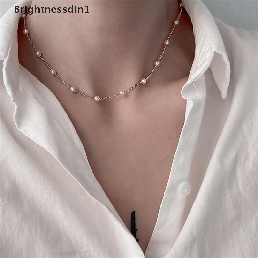 [Brightnessdin1] Fashion Mutiara Liontin Choker Kalung Wanita Pesta Pernikahan Klavikula Rantai Aksesoris Hadiah Untuk Butik Perhiasan Tahun Baru