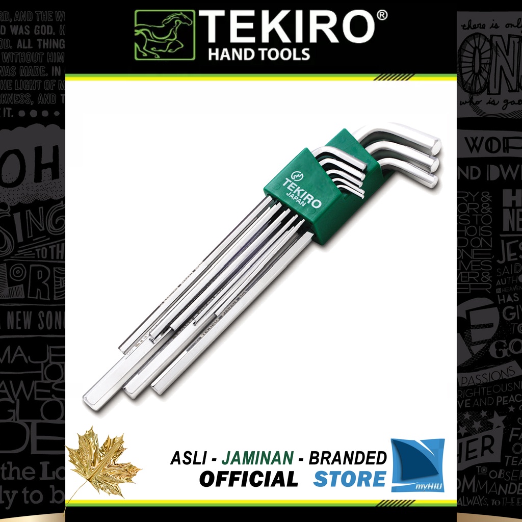 Set Kunci L Panjang Isi 8 pcs Uk. Metric dan Inch Chrome Vanadium Steel / Long Hex Key TEKIRO