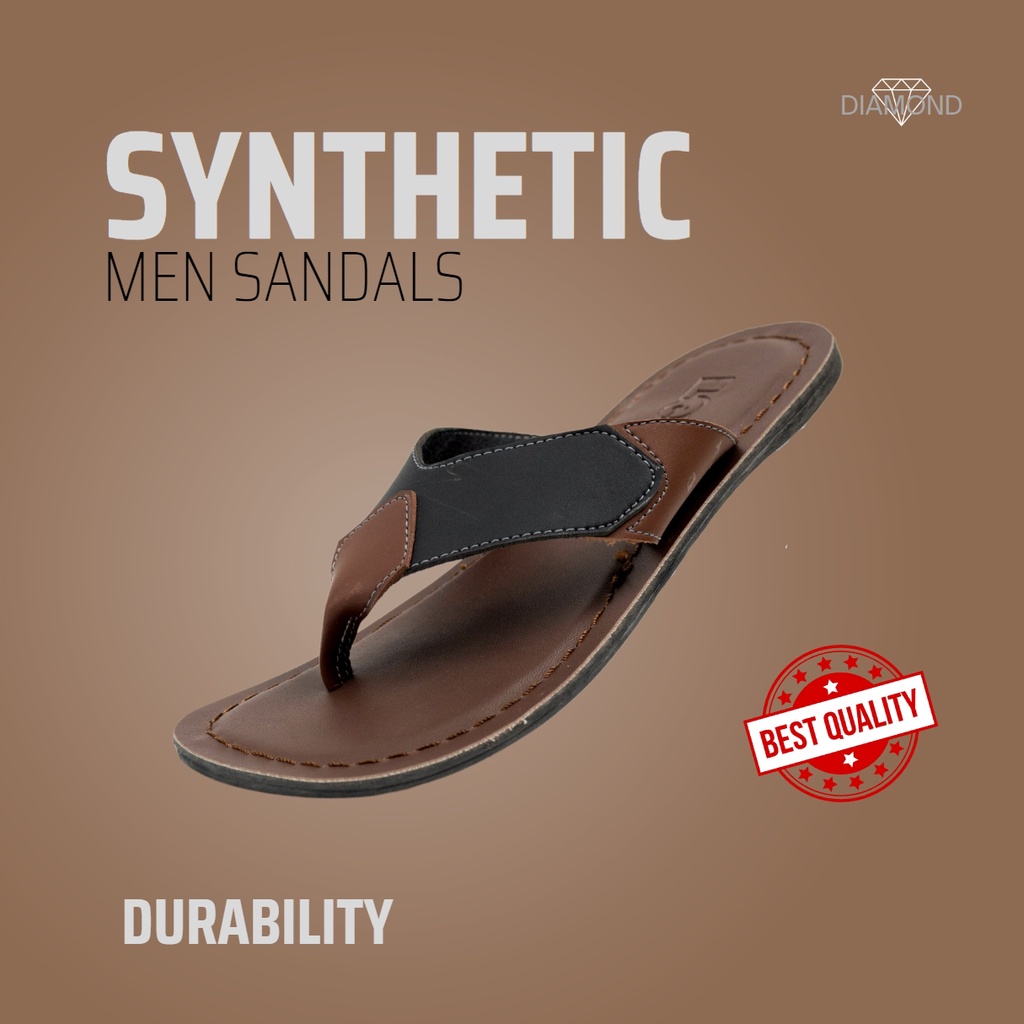 DIAMOND Sandal Jepit Pria Kulit Sintetis - Sol Jahit Tembus
