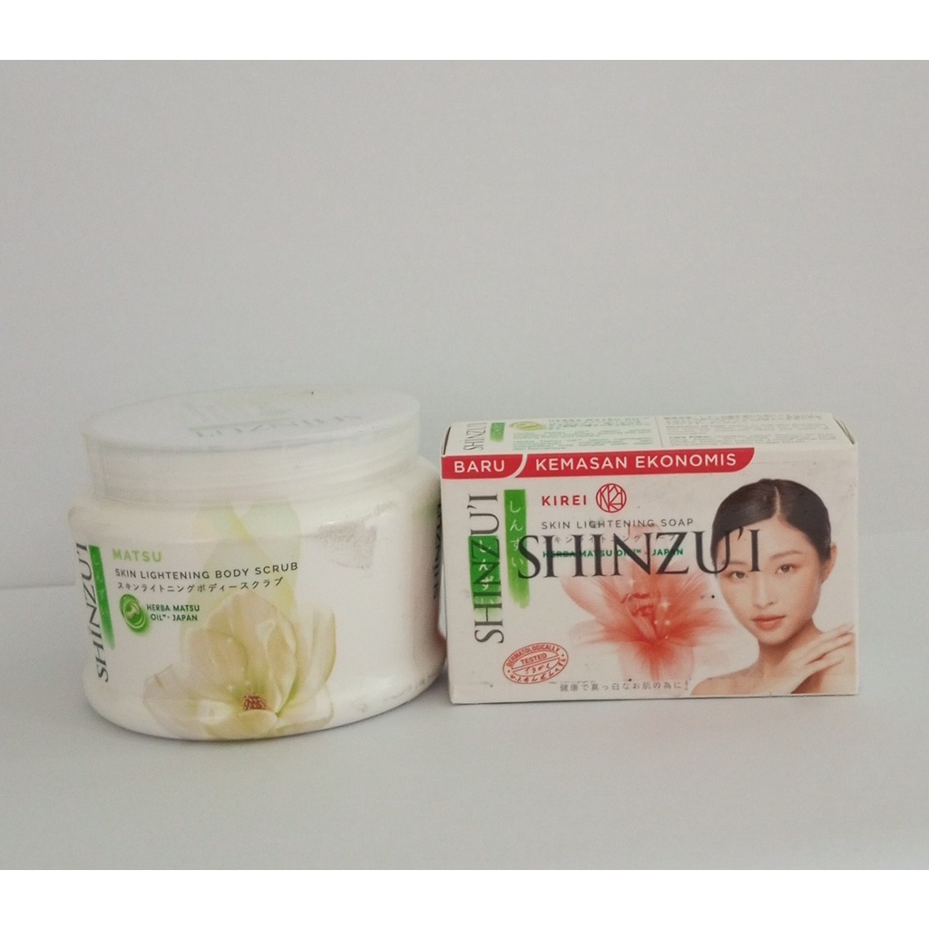 PAKET SHINZUI SKIN LIGHTENING BODY SCRUB  200 GR + SABUN BATANG SHINZUI KIREI