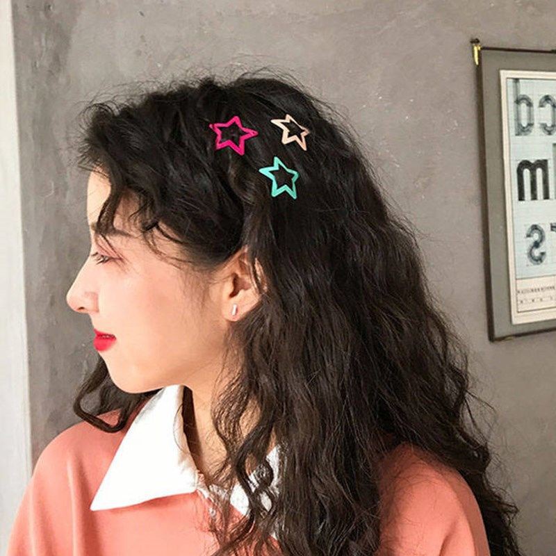 Jepit Rambut Bentuk Pentagram | Jepit Rambut Poni Warna Pink Permen Untuk Wanita