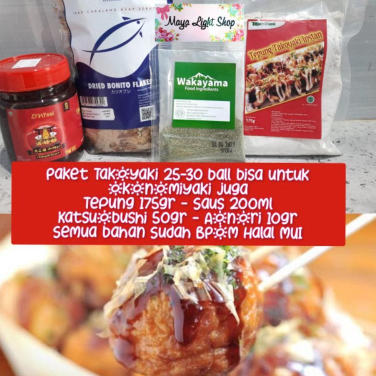 

❅ Paket bahan takoyaki lengkap halal murah tepung premix takoyaki katsuobushi aonori saus takoyaki sauce ➽
