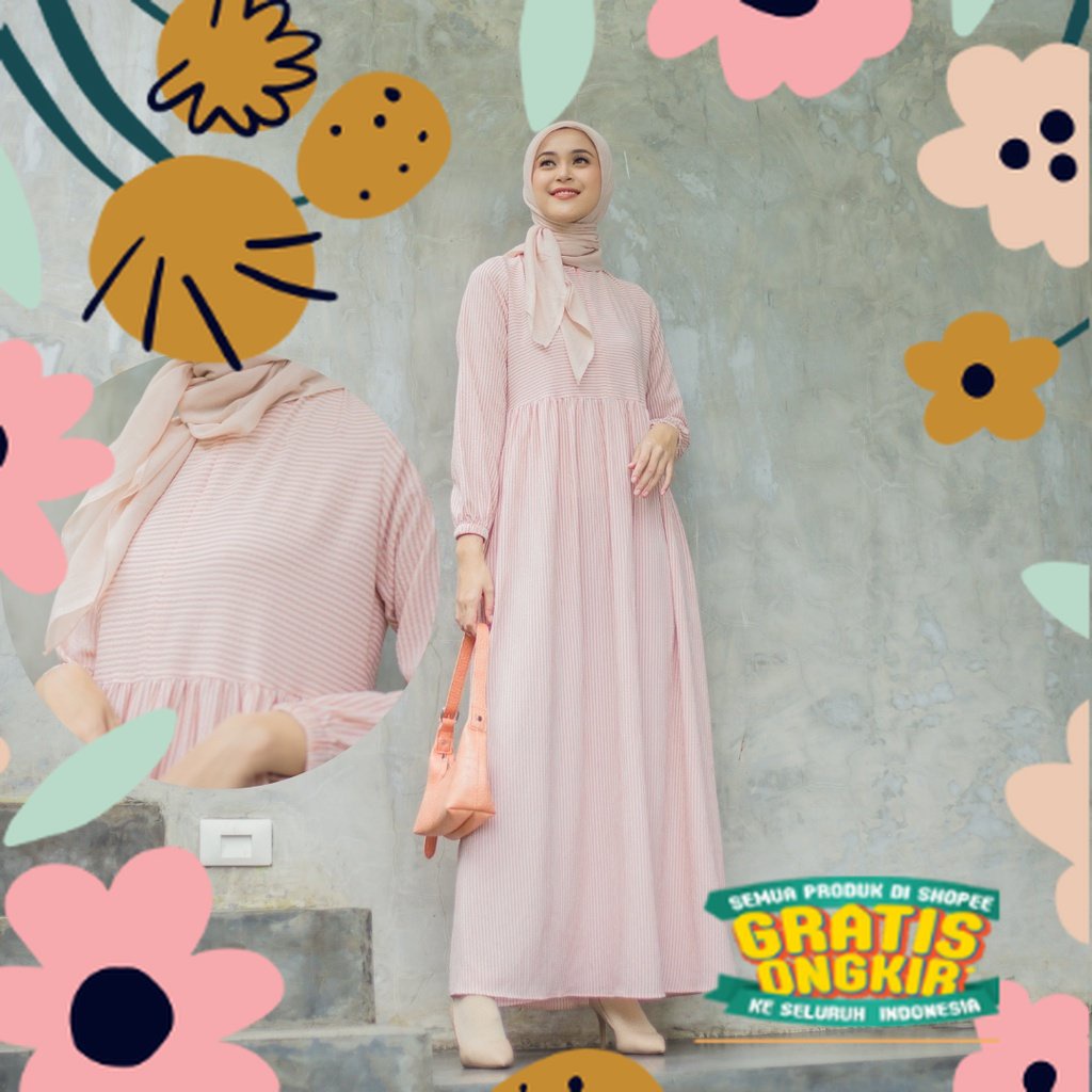 Le Khari Qonita Dress Bahan Rayon Twill Gamis Homedress Busui Size S - XL / atasan baru