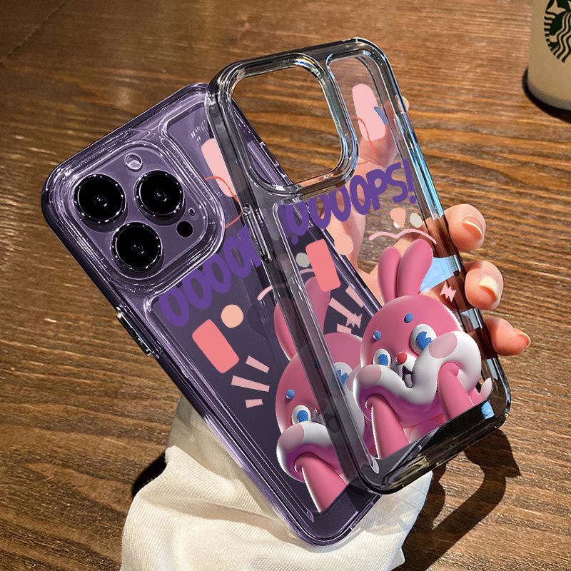 IPHONE Kelinci Lucu Soft Phone Case Kompatibel Untuk Iphone14 11 13 12 Pro XS Max XR X8 7 6S Plus Casing Transparan Silikon TPU Shockproof Cover