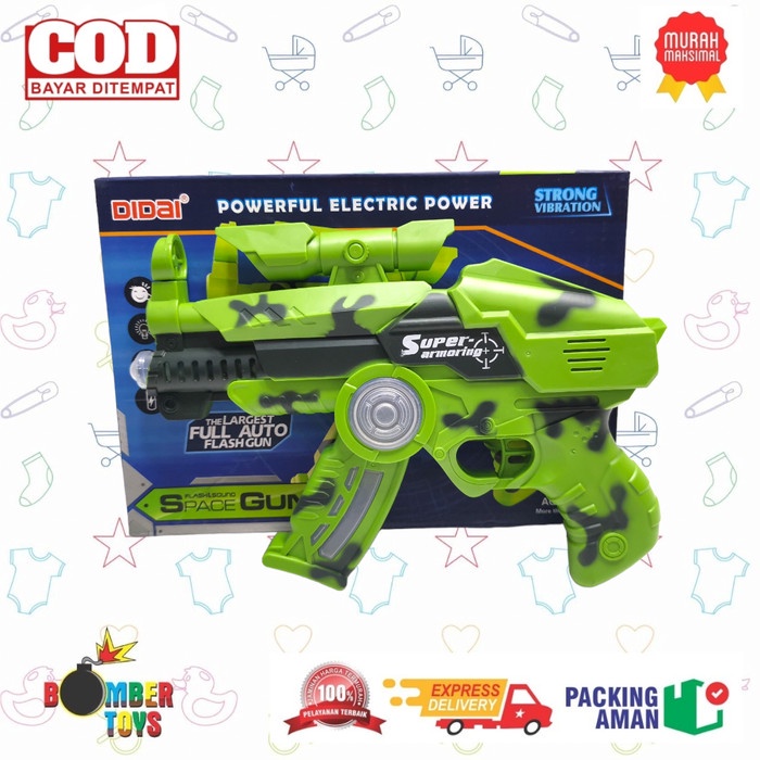 MAINAN ANAK PISTOL BATERAI SPACE GUN LIGHT LAMPU WARNA KEREN SENAPAN