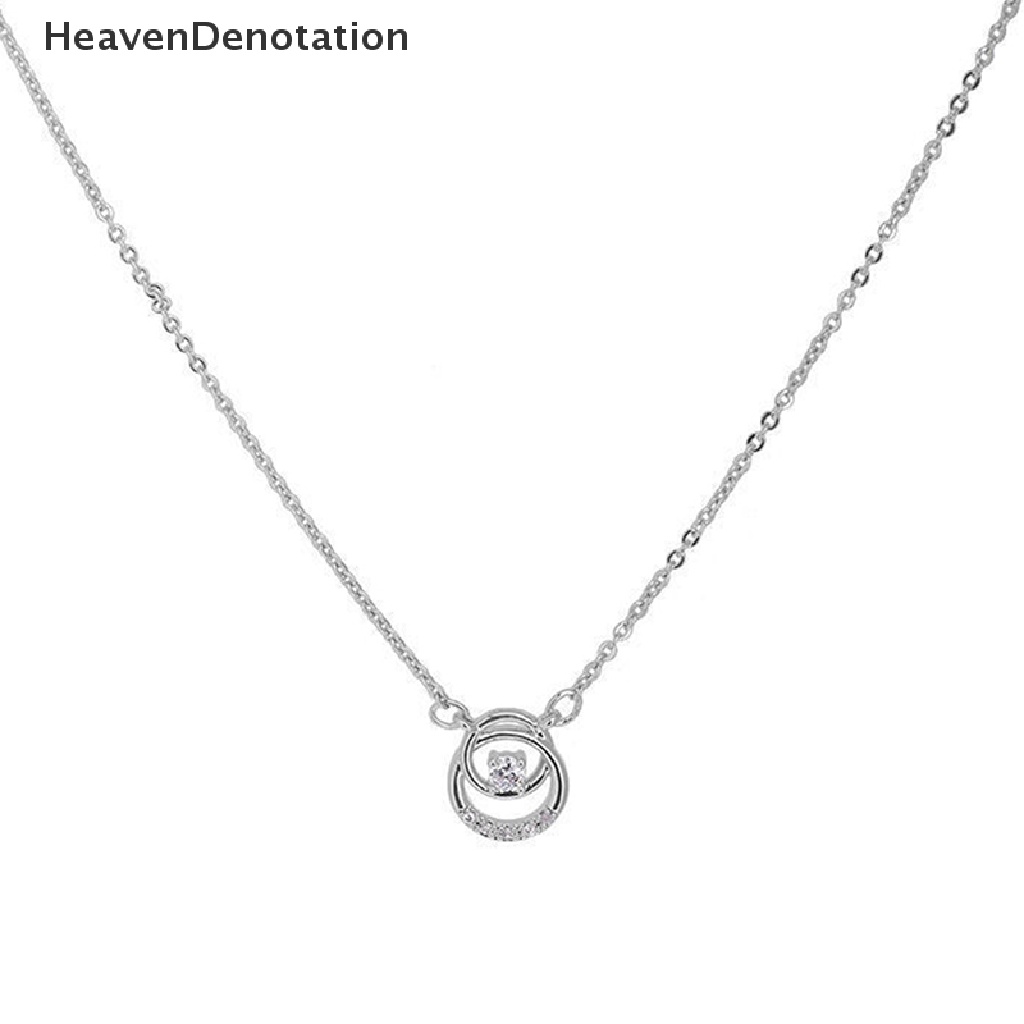 [HeavenDenotation] Ins Fashion Warna Silver Shiny Flash Kalung Geometris Lingkaran Liontin Perempuan Sederhana Klavikula Rantai Pesta Pernikahan Perhiasan Hadiah HDV