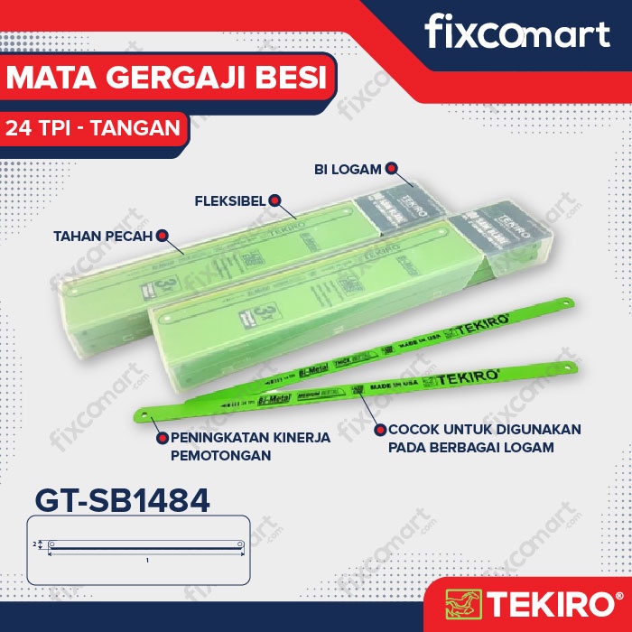 Tekiro Hacksaw Blade 12&quot; X 1.1 Mm X 24 Tpi / Mata Gergaji Besi