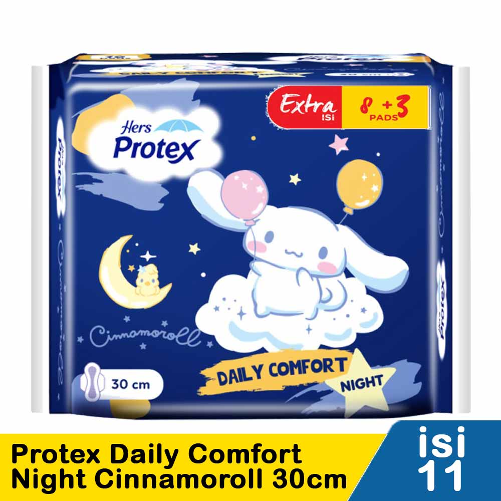 Hers Protex Daily Comfort Night Cinnamoroll 30cm/8+3 pcs