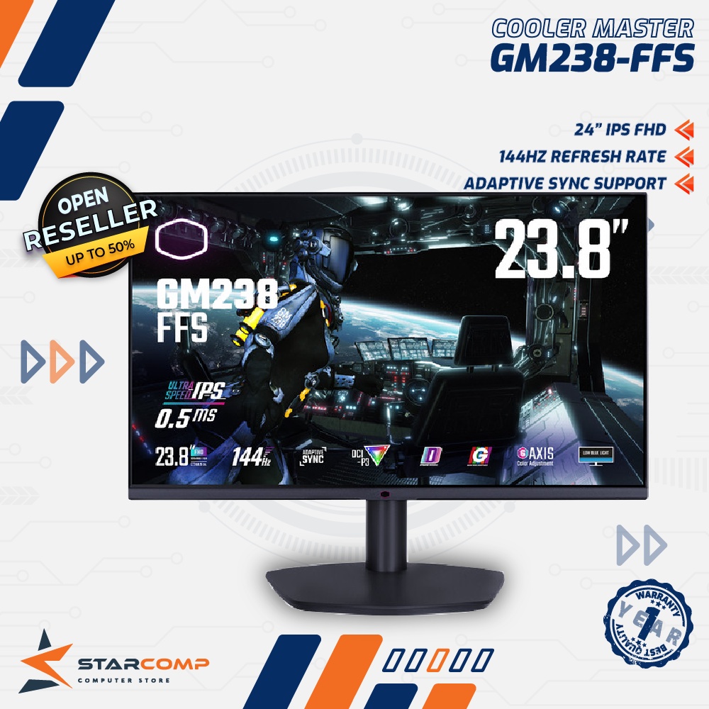 Cooler Master GM238 FFS Monitor 24&quot; IPS 1080p 144Hz HDMIx2 DPx2 GM 238