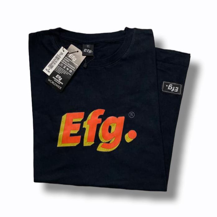 Kaos atasan T-shirt pria-wanita Lengan pendek Efg Black Orange Terpopuler
