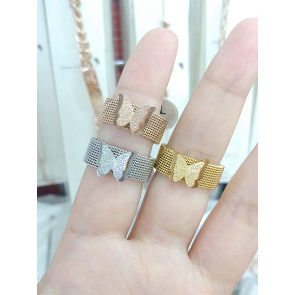 cincin pasir kupu geliter titanium anti karat anti luntur