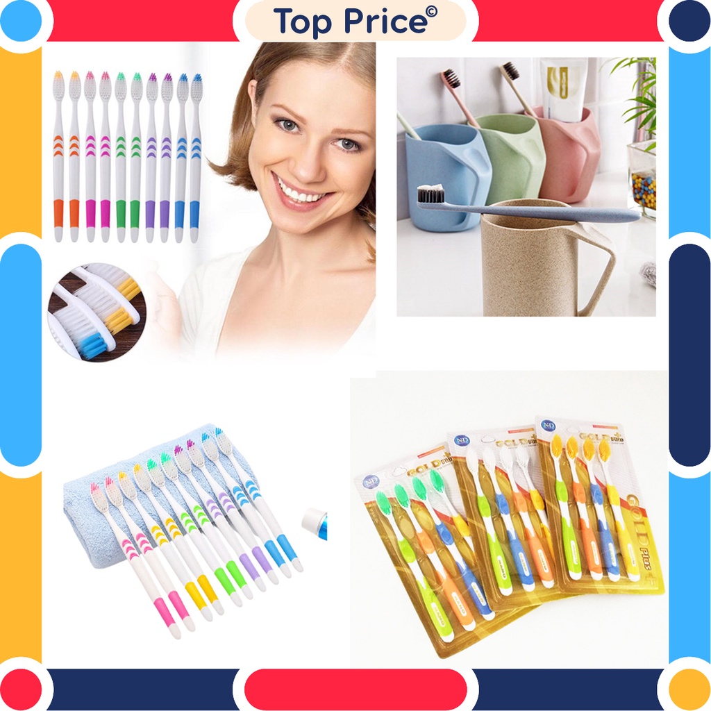 Sikat Gigi Dewasa 1 SET 10 PCS Tavel Toothbrush Double Care Sensitive Soft-Sweet Bee Sikat Gigi Nano Tech Sikat Gigi Medium Import U79 / U79 01