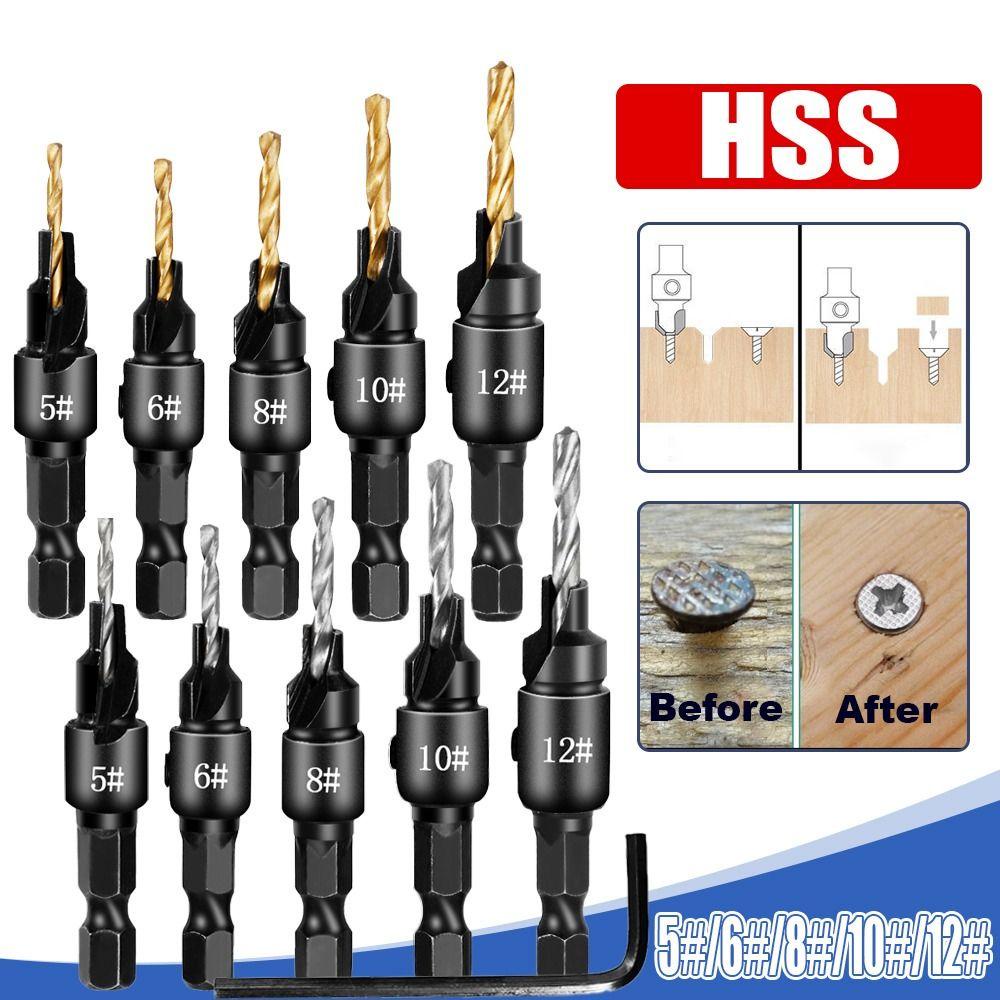 Lanfy Mata Bor Woodworking Alat Tukang Kayu HSS Pertukangan Drill Set Mata Bor Set Mata Bor Lubang Sekrup Countersink Drill Bit