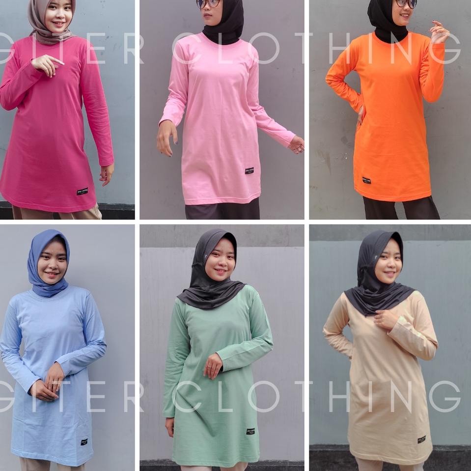 Termurah kaos tunik giter bahan katun combed  orinal - tunik kaos oversize - baju olahraga muslimah 