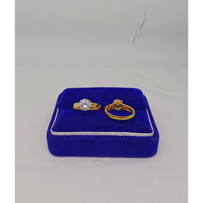 cincin solitaire mata putih/perak asli silver 925 lapis emas/perhiasan fashion wanita terbaru