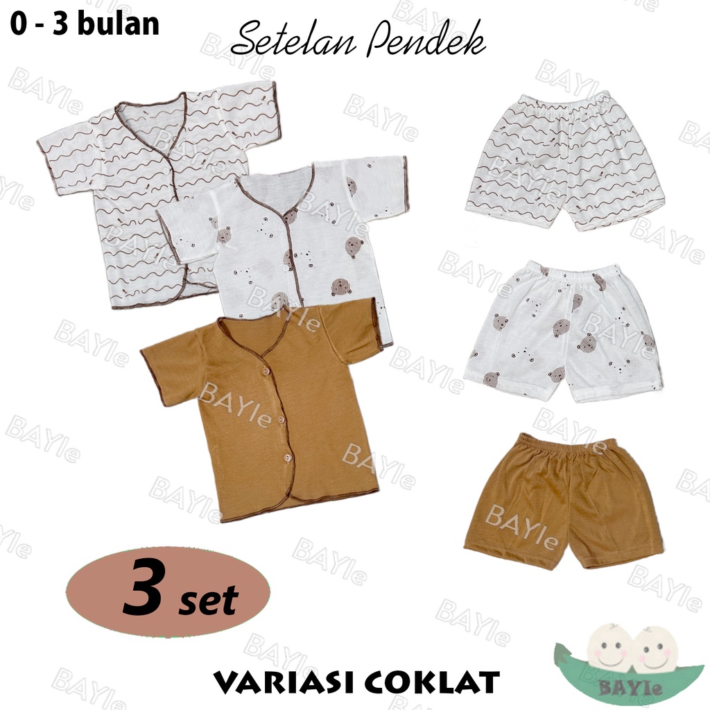 18 PCS Paket Hemat Perlengkapan Baju Bayi Baby Baru Lahir (New Born) Ekonomis dan Hemat PAKET 3 IN 1 3 COKLAT, GREY, PINK